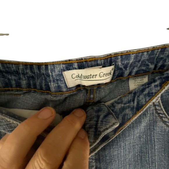 Coldwater Creek Women's Blue Denim Crop Jeans 14 Straight Leg Casual Mid Rise - Picture 3 of 9